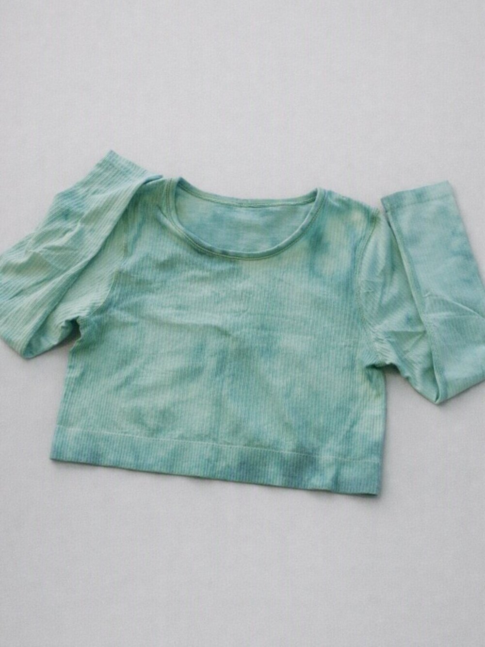 lululemon athletica Ribbed Crop Long-Sleeve Top in Tidewater Green EUC